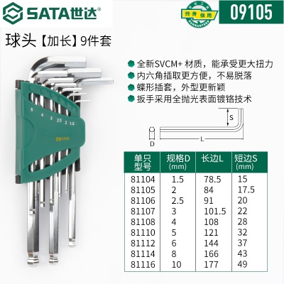 世达内六角扳手套装六角螺丝刀六棱工具六角匙内6角梅花形内六方p236