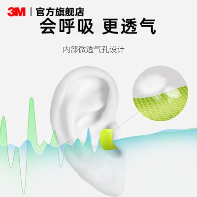 3M 耳塞 隔音耳塞睡眠专用 防噪音低音低噪 便携降噪隔音睡眠泡棉耳塞 超柔软 6付/盒 yzlpp242