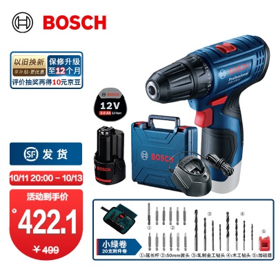 博世（BOSCH） Bosch GO 2 电动螺丝刀起子机锂电充电式螺丝批手电钻工具箱套装 GSRp250