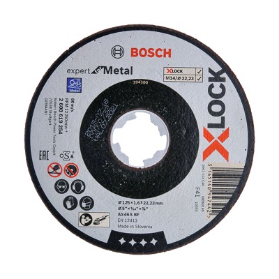 博世（BOSCH） X-LOCK 高端型金属打磨千页片125mm40/60/80/120目研磨切割片 砂轮切割片【1.6p250
