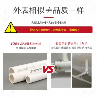 联塑(LESSO) PVC水管 自来水管材上水管 dn50p253
