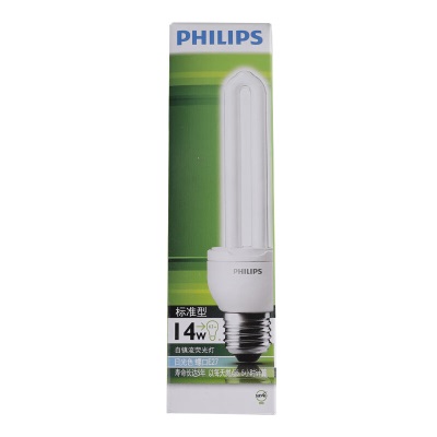 飞利浦（PHILIPS）2U节能灯U型螺口灯E27 14W黄光2700Kp255