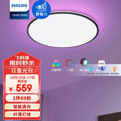 飞利浦（PHILIPS）led智能卧室灯吸顶灯房间主卧客厅现代简约灯具22Wp255