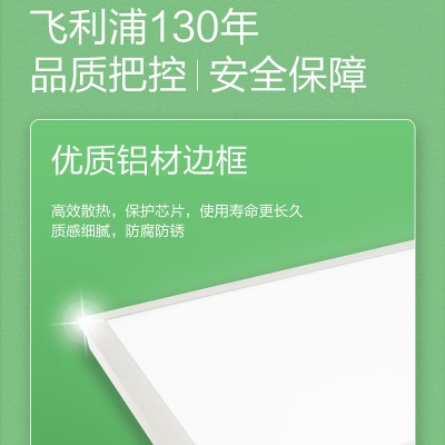 飞利浦（PHILIPS）厨房灯led集成吊顶吸顶灯铝扣板卫生间平板灯面板灯超薄14W40Kp255