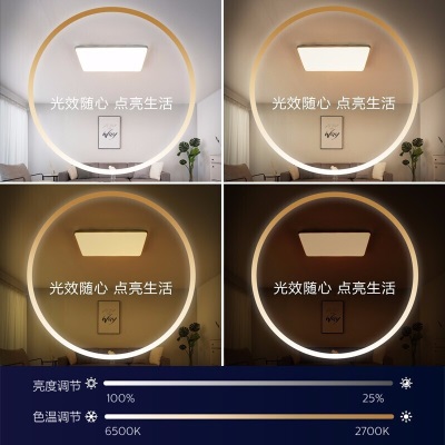 飞利浦（PHILIPS）led吸顶灯卧室灯客厅灯书房餐厅超薄灯饰灯具遥控调光36W怡轩灰p255
