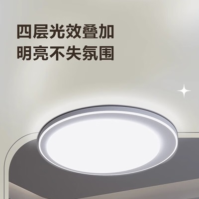 飞利浦（PHILIPS）led卧室灯吸顶灯房间主卧灯书房客厅现代简约灯具24W三色银边绵玥p255