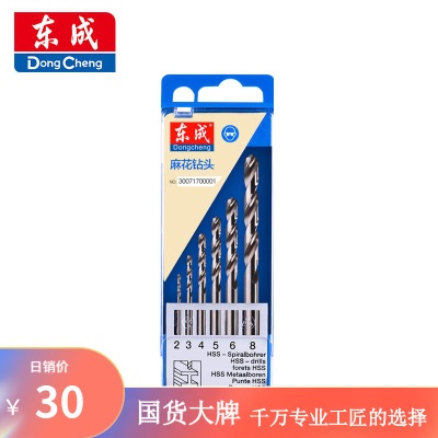 东成 电动工具附件高速钢直柄麻花钻头套装建工冲击钻合金钻头套装p261