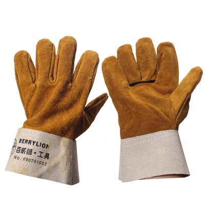 百威狮 耐磨 牛皮 电焊手套 耐高温 隔热 焊工烧焊手套 劳保防护手套p265