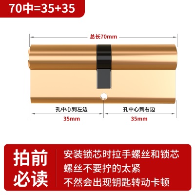 防盗门全铜锁芯纯铜大门入户门通用型老式双面防撬家用弹子AB锁心p140b