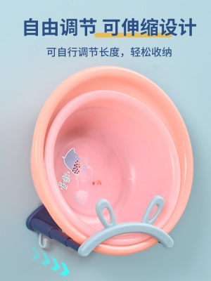 兔耳朵脸盆架可伸缩壁挂免打孔浴室置物架厕所洗澡脚盆收纳沥水架p140b